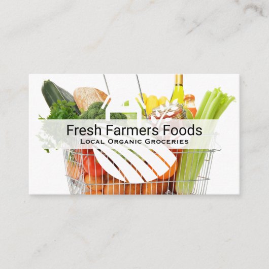 Boodschappen | Producten in mand | Eten service Visitekaartje (Voorkant)