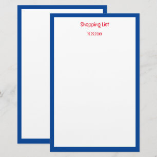 boodschappenlijst blauwe rand aangepaste kleur briefpapier