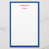 boodschappenlijst blauwe rand aangepaste kleur briefpapier (Voorkant)