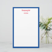 boodschappenlijst blauwe rand aangepaste kleur briefpapier (Staand voorkant)