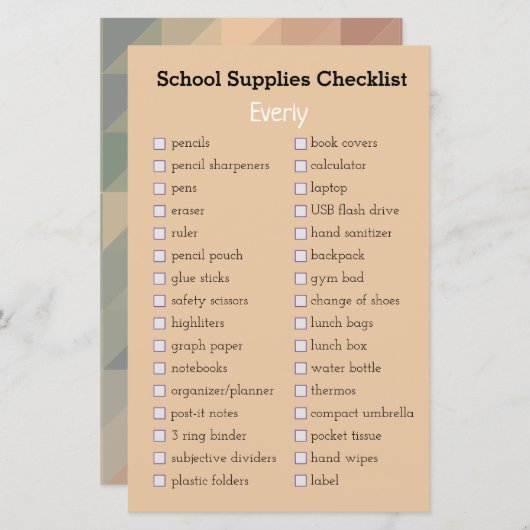 boodschappenlijstje voor perziken (Voorkant / Achterkant)