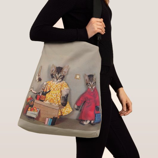 boodschappentabby kitten en kastabby kitten crossbody tas (Dichtbij)