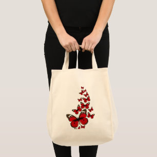 Boodschappentas Blauwe Vlinder & Tropische Bloemen Tote Bag