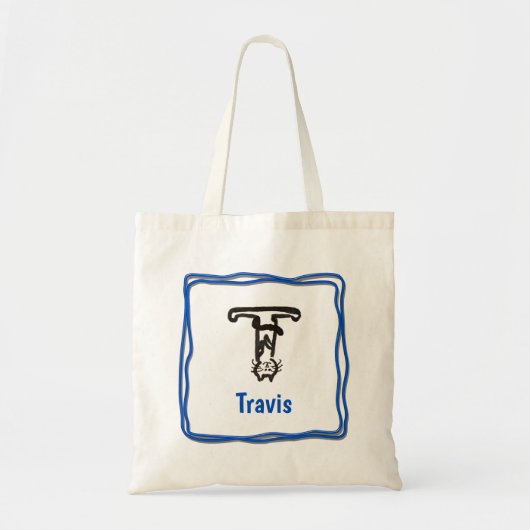 Boodschappentas - Letter T met naam in frame Tote Bag (Voorkant)