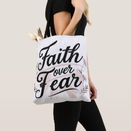 Boodschappentas met Bijbel Geloof boven Angst Bloe Tote Bag