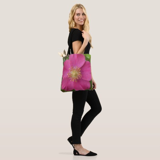 Boodschappentas Met Foto Van Helder Roze Roos Tote Bag (Op model)