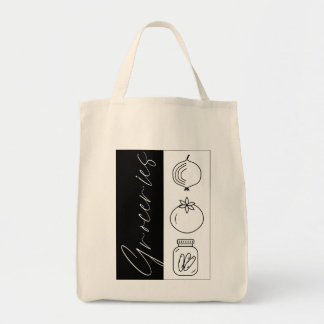 Boodschappentas Met Groenten Krachtig Zwart Design Tote Bag