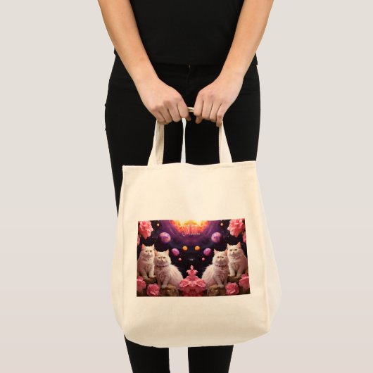 Boodschappentas met katillustratie tote bag (Voorkant (product))