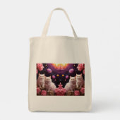 Boodschappentas met katillustratie tote bag (Achterkant)