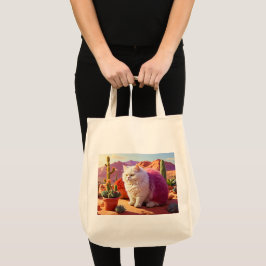 Boodschappentas met katillustratie tote bag