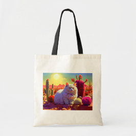 Boodschappentas met katillustratie tote bag