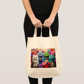 Boodschappentas met katillustratie tote bag