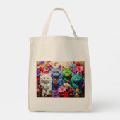 Boodschappentas met katillustratie tote bag (Achterkant)