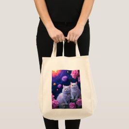 Boodschappentas met katillustratie tote bag