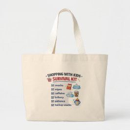 Boodschappentas met overlevingspakket voor kindere grote tote bag