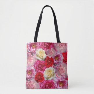 boodschappentas met veel rozen tote bag