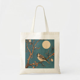 Boodschappentas - Vogels bij maanlicht op bloeiend Tote Bag