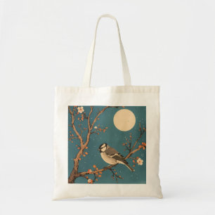 Boodschappentas - Vogels bij maanlicht op bloeiend Tote Bag