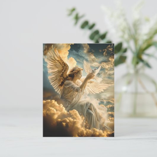 Boodschappers van Vrede Engel met Witte Duif Briefkaart (Staand voorkant)