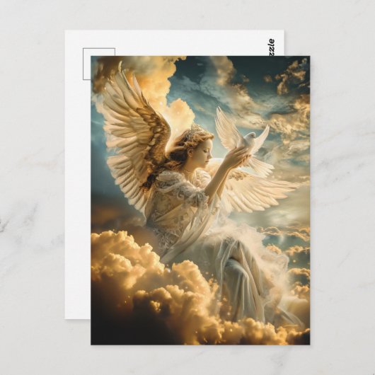 Boodschappers van Vrede Engel met Witte Duif Briefkaart (Voorkant / Achterkant)