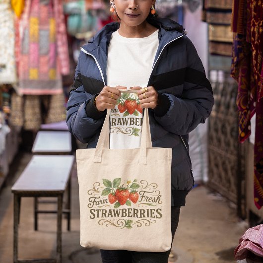 Boodschaptas met verse aardbeien tote bag