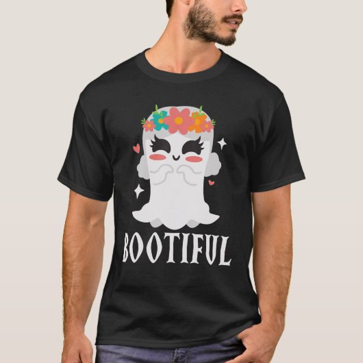 Booful Flower Ghost Cute Kawaii Halloween Costum T-shirt (Voorkant)