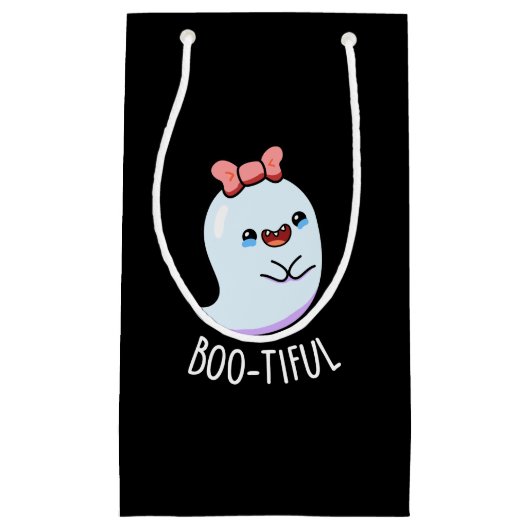 Booful Funny Girly Halloween Ghost Pun Dark BG Klein Cadeauzakje (Voorkant)
