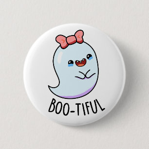Booful Funny Girly Halloween Ghost Pun Ronde Button 5,7 Cm