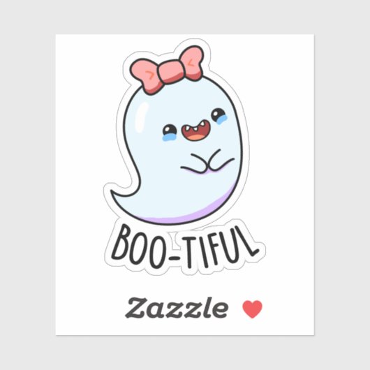 Booful Funny Girly Halloween Ghost Pun Sticker (Vel)