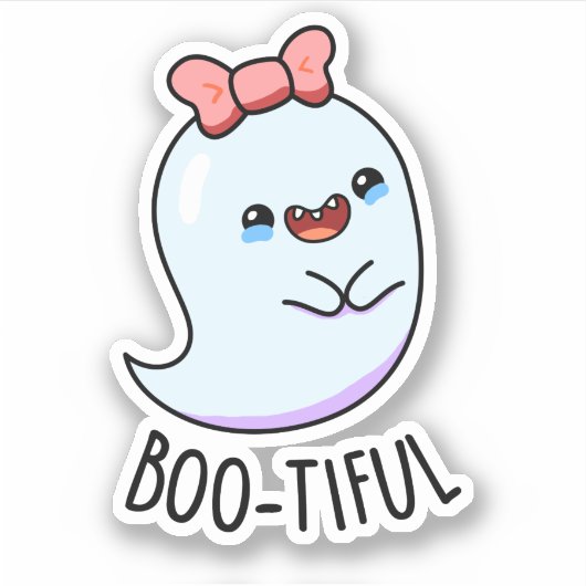 Booful Funny Girly Halloween Ghost Pun Sticker (Voorkant)