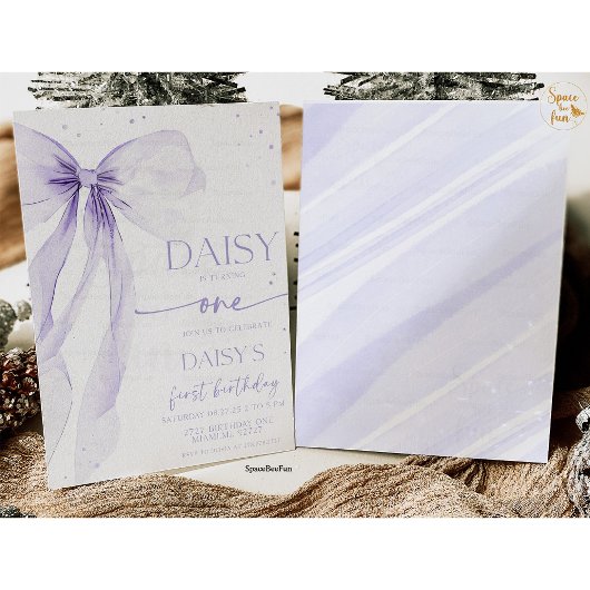 Boog 1e verjaardag Coquette Uitnodiging