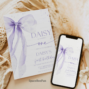 Boog 1e verjaardag Coquette Uitnodiging