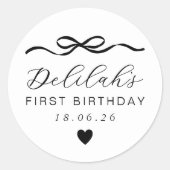 Boog 1e verjaardag ronde sticker (Voorkant)