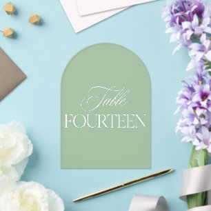 Boog Acryl Salie Groene Trouwtafel 14 Nummer Uitnodigingen