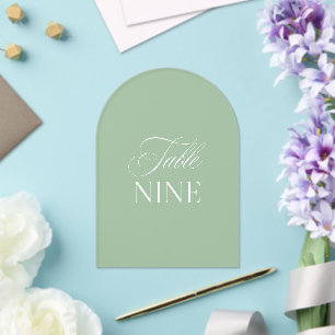 Boog Acryl Salie Groene Trouwtafel Negen Nummer Uitnodigingen