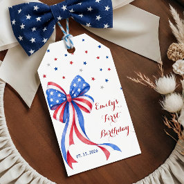 Boog Amerikaanse 4 juli thema verjaardag cadeau la Cadeaulabel