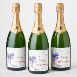 Boog Amerikaanse 4 juli thema verjaardagslabel Sparkling Wijnetiket