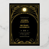  boog Art Nouveau Antiek Gold Wedding Real Folie Uitnodiging (Voorkant)