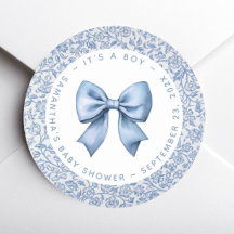 Boog Baby Boy Shower Blauw en Wit Bloemmotief