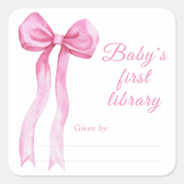 Boog - Baby Shower-boekenlegger, boeken voor baby Vierkante Sticker