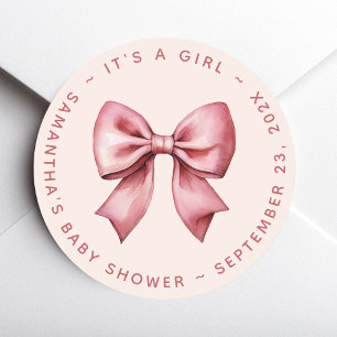 Boog babyshower roze & rood Het is een meisje Ronde Sticker