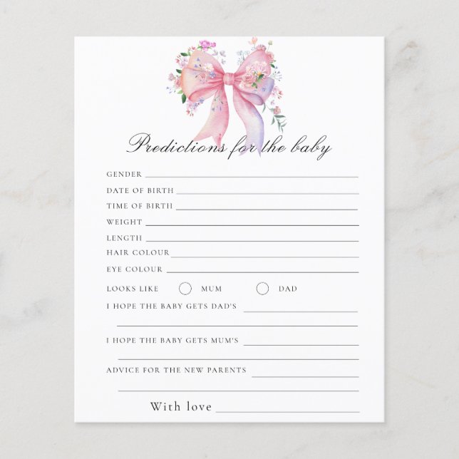 Boog babyshower - voorspellingen baby (Voorkant)