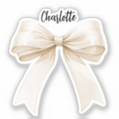 Boog beige crème naam script sticker (Voorkant)