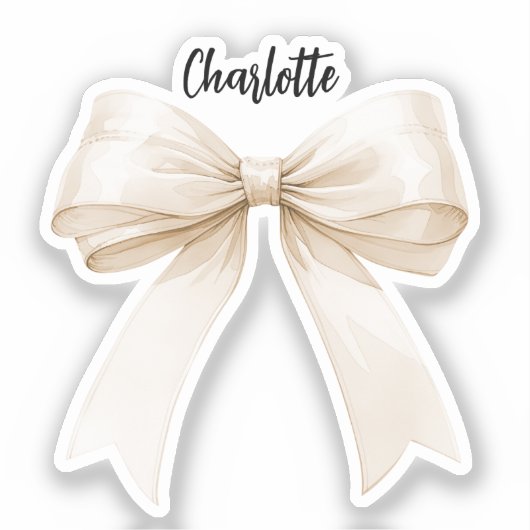 Boog beige crème naam script sticker (Voorkant)