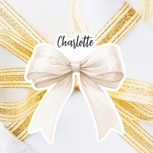 Boog beige crème naam script sticker