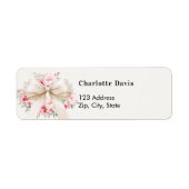 Boog beige roze bloemenretour adres etiket (Voorkant)