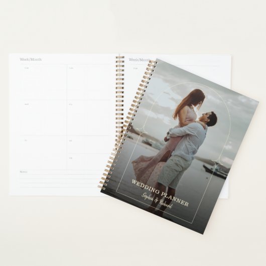Boog Bewerkbare kleurenscript Aangepaste foto Planner (Display)