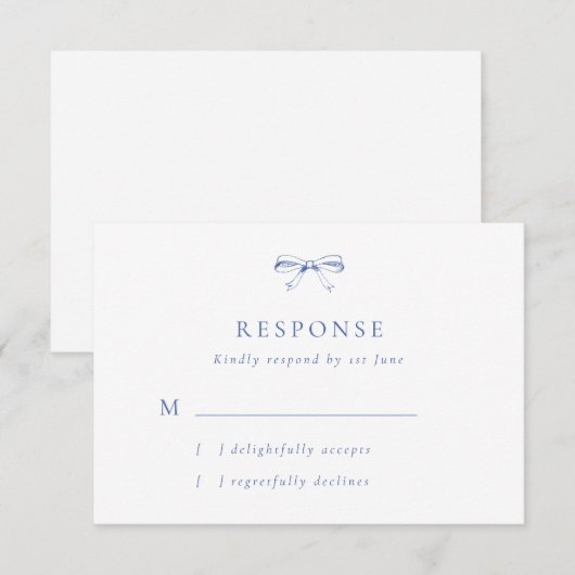  boog blauw bruiloft RSVP Kaart (Voorkant / Achterkant)