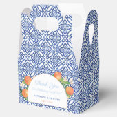 Boog Blauw Tegels Sinaasappels Mediterraan Bruilof Bedankdoosjes (Geopend)