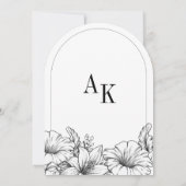 Boog Bloem Zwart Wit Rustieke Monogram Huwelijk Kaart (Achterkant)